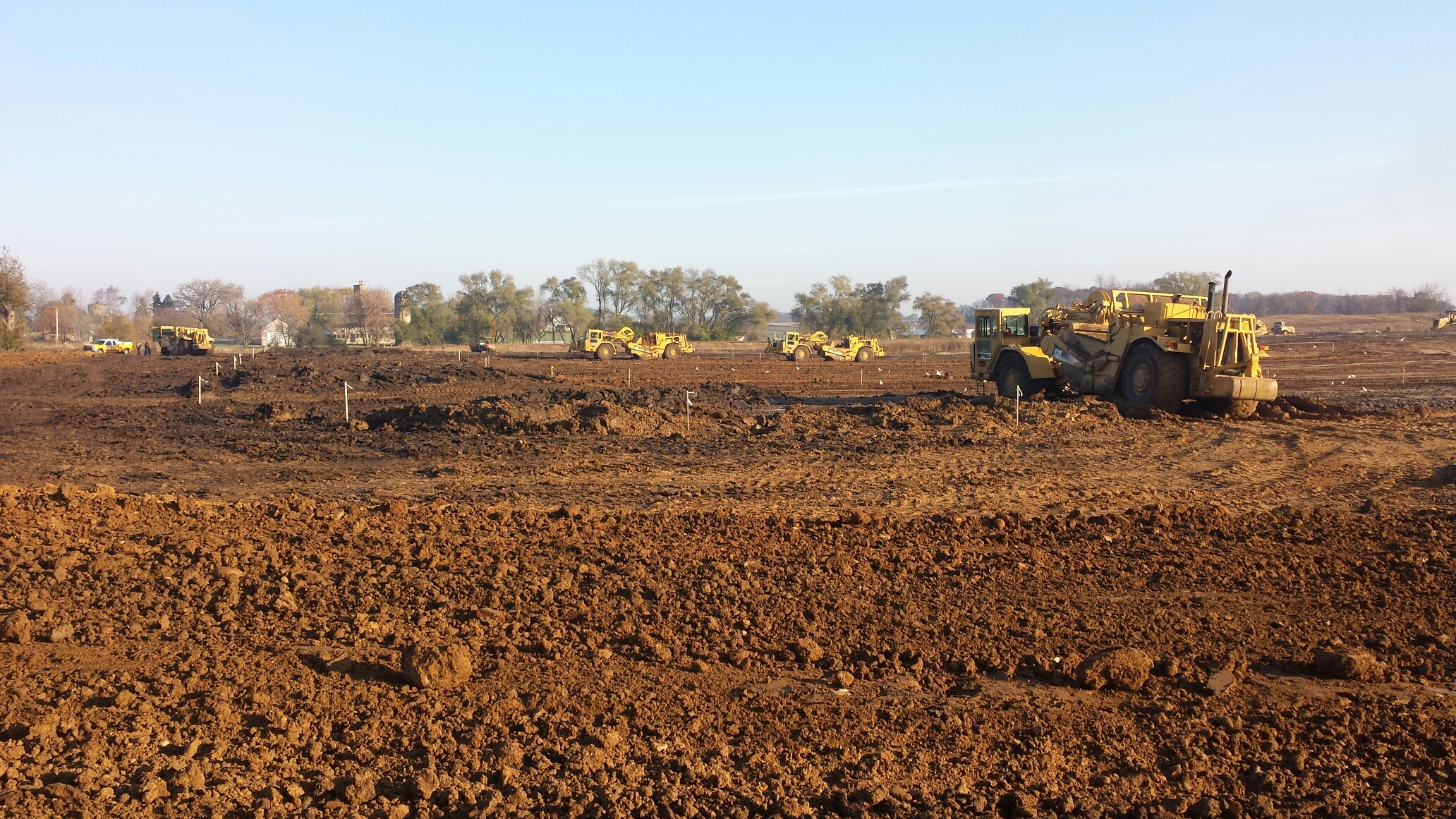 Earthwork and grading at a housing development job site